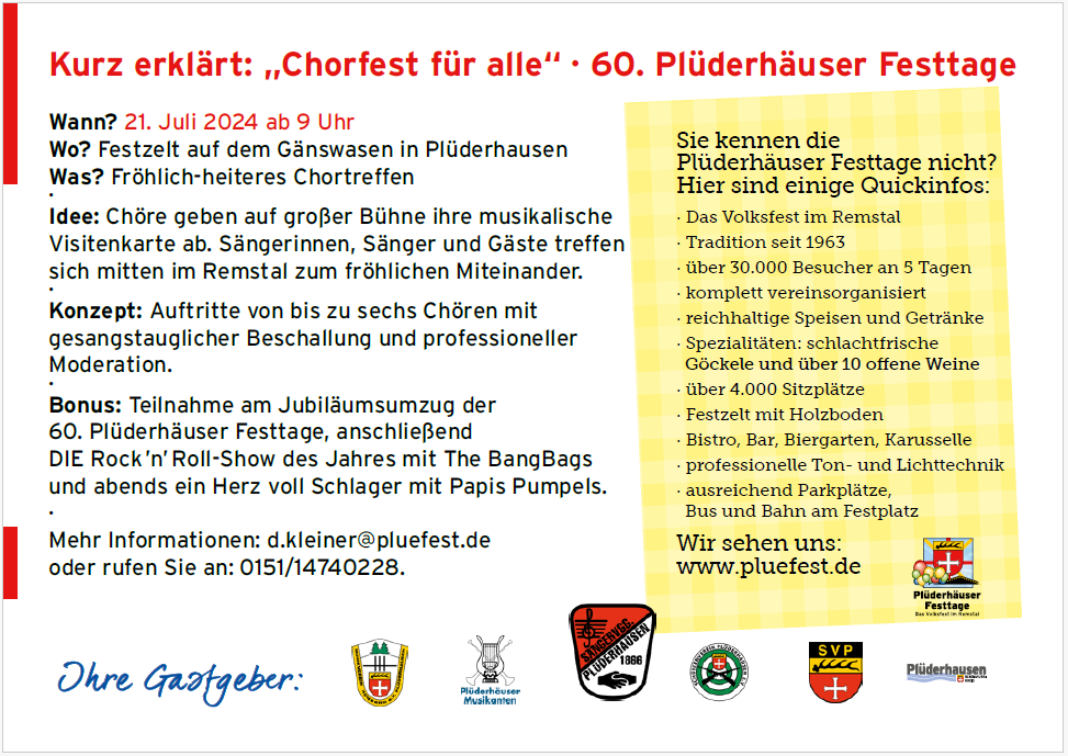 Plakat Chortreffen Plüderhausen 2024